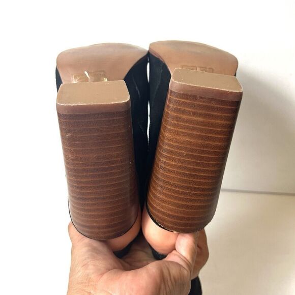 Aldo Women's Size 8 Black Suede Ultra High Heels Peep Toe Mid Calf Zip Up Bootie - Picture 7 of 10